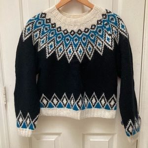 GAP Knit By Hand Fair Isle Sweater wool/angora - M